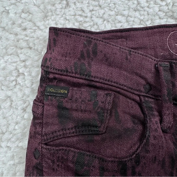 Goldsign Skinny Pants Jeans in Burgundy Animal Print. Size 27. Made in USA - Picture 9 of 15